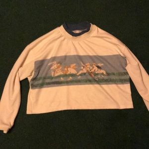 Y2K angel cropped crew neck
